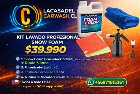 Kit Snow Foam Chile Concentrado Profesional – Lava tu Auto como Experto | Rinde 5 Litros